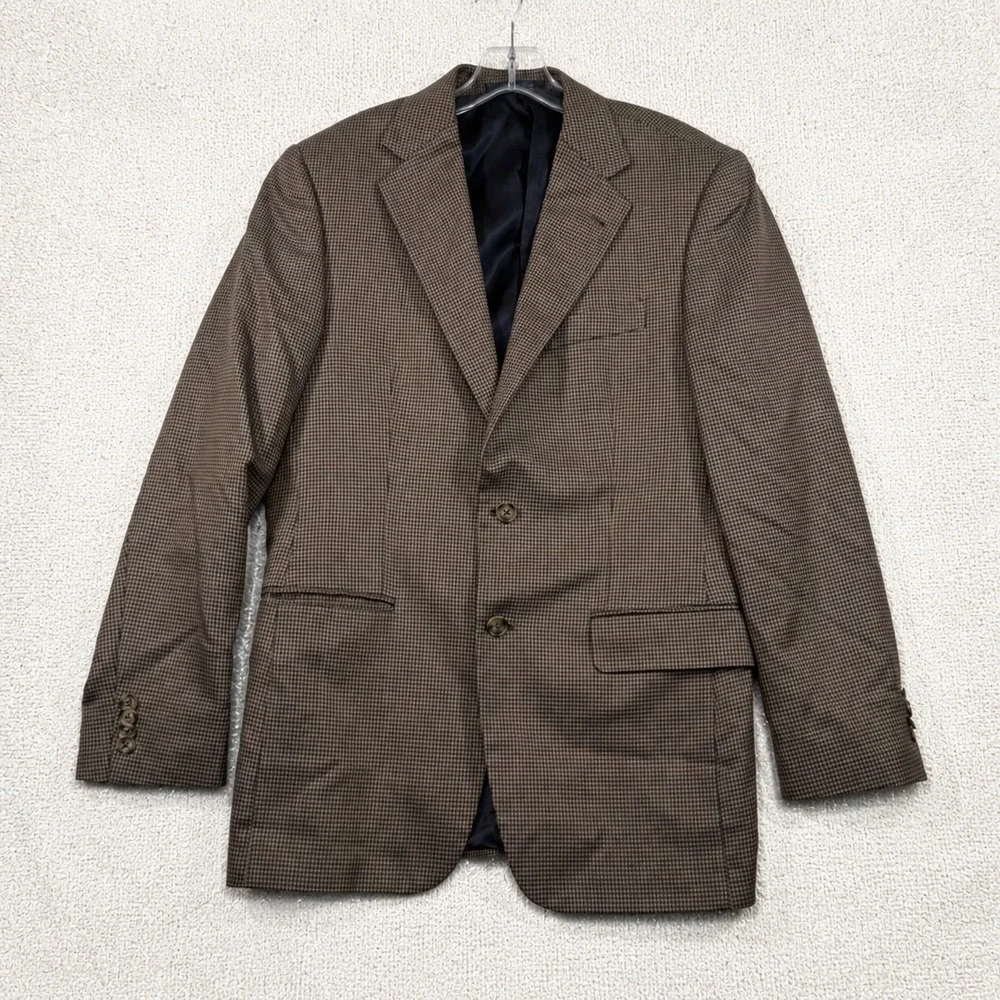 Joseph Abboud Nordstrom 38R Silk Wool Sport Coat Brown Houndstooth Blazer